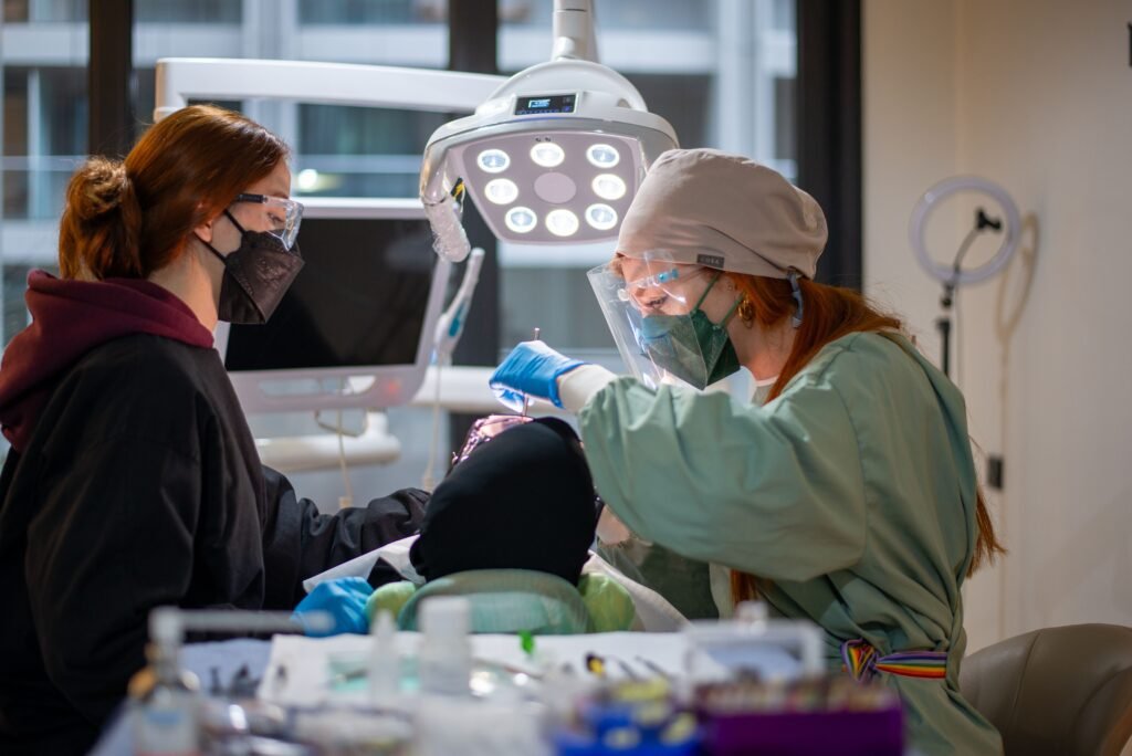 Clinical team in a modern treatment room — accountants for dentists, clinics and care providers in Guildford, Surrey & UK