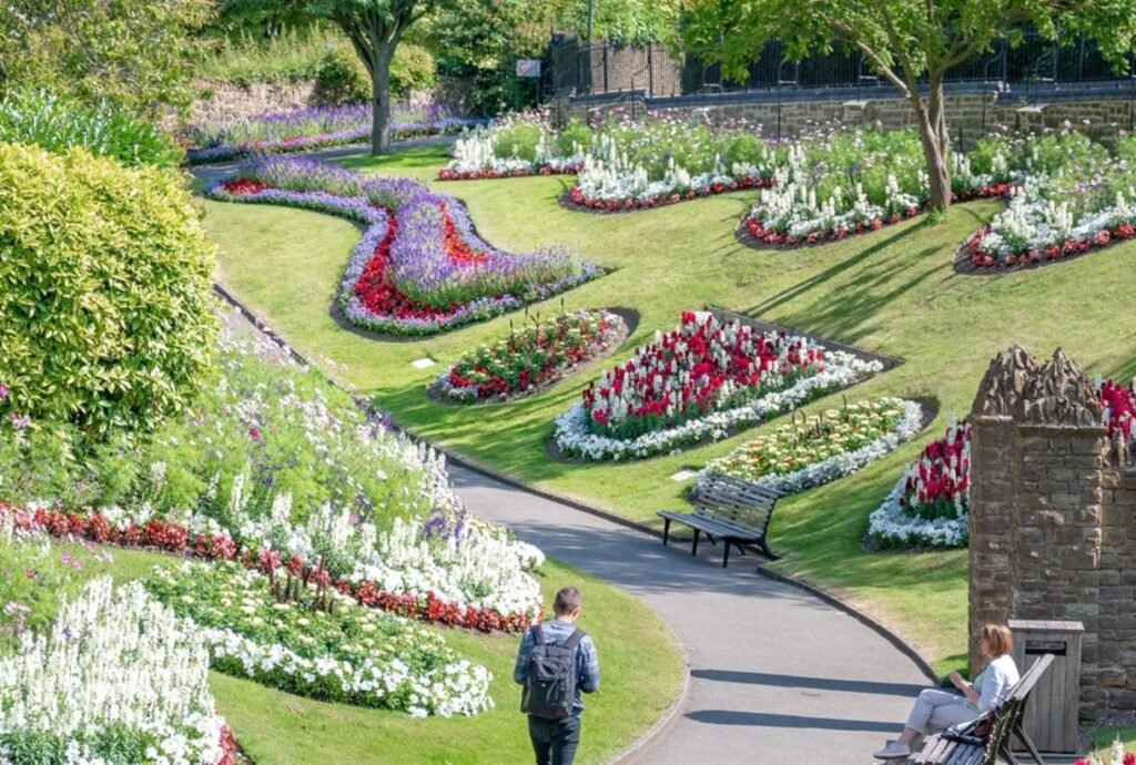 Spring flower beds in Guildford Castle Gardens — local accountants in Guildford, TaxDigit