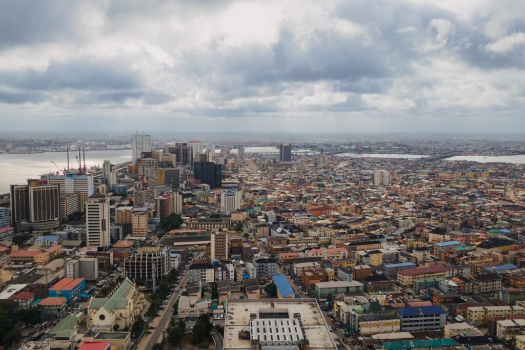 Aerial view of Lagos waterfront, Nigeria
