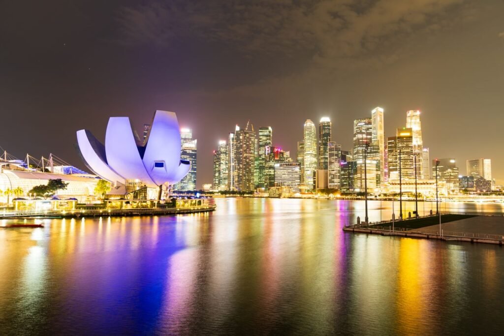 Marina Bay Sands and Singapore skyline at night