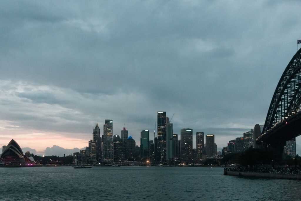 Sydney skyline with Opera House at twilight