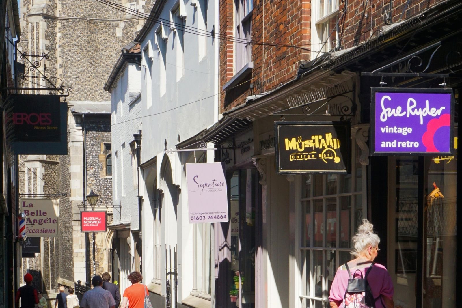 Historic cobbled shopping street in Norwich — accountants for UK small businesses