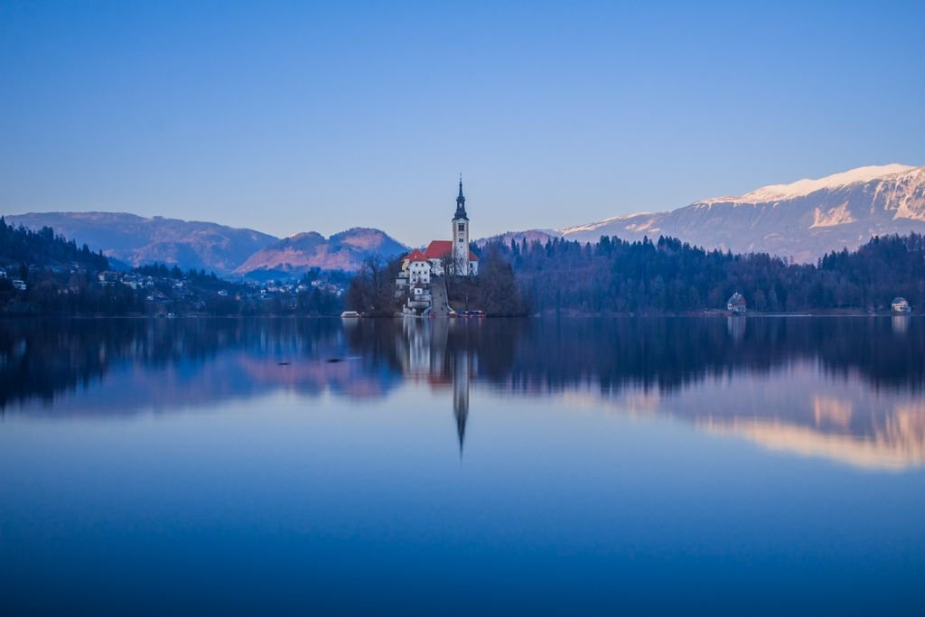 Lake Bled with its island church, Slovenia